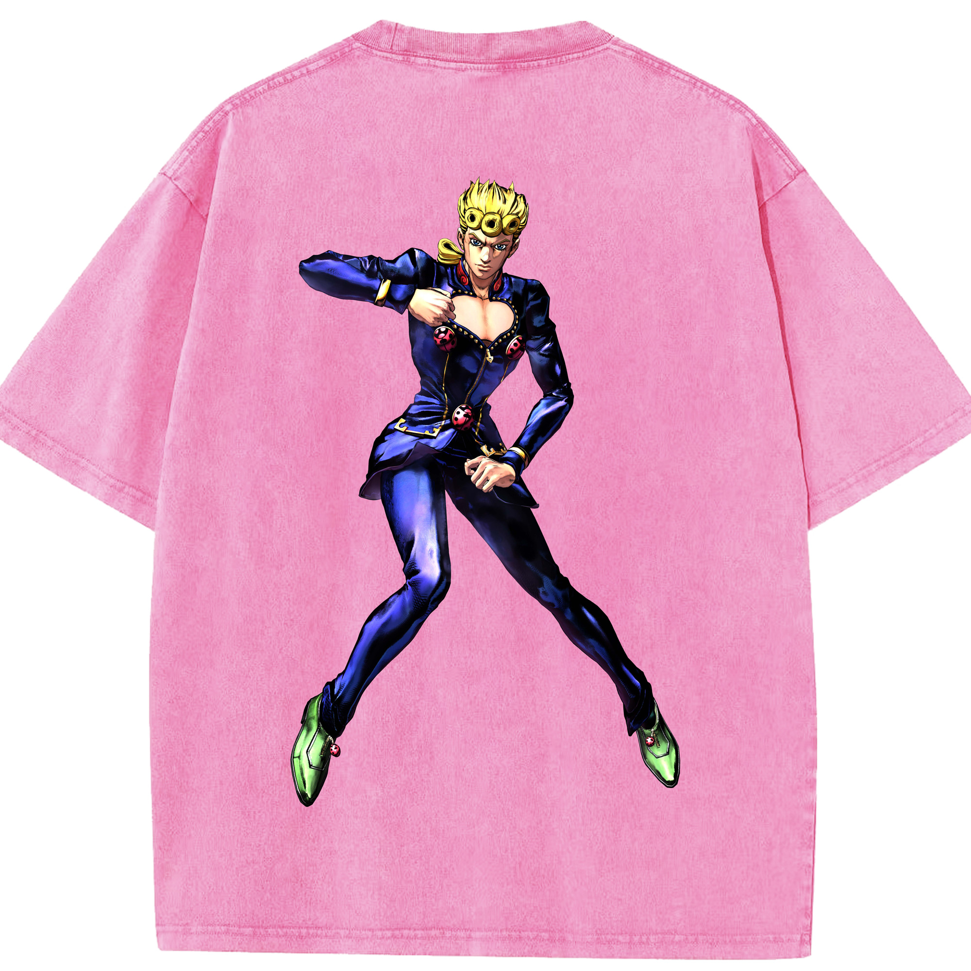 （画像用） ジョジョの奇妙な冒険 ジョルノ?ジョバァーナ JoJo's Bizarre Adventure Giorno Giovanna 綿100% ヴィンテージ風 半袖Tシャツ（背面プリント）